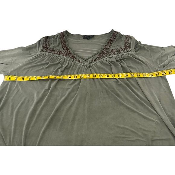 POL Gray/Green Embroidered Long Sleeve Oversized Tunic Top (M) - Picture 10 of 15